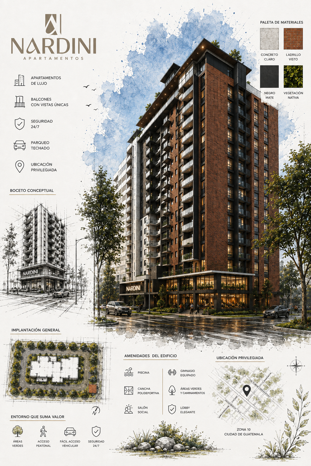 Lámina arquitectónica vertical del proyecto Nardini