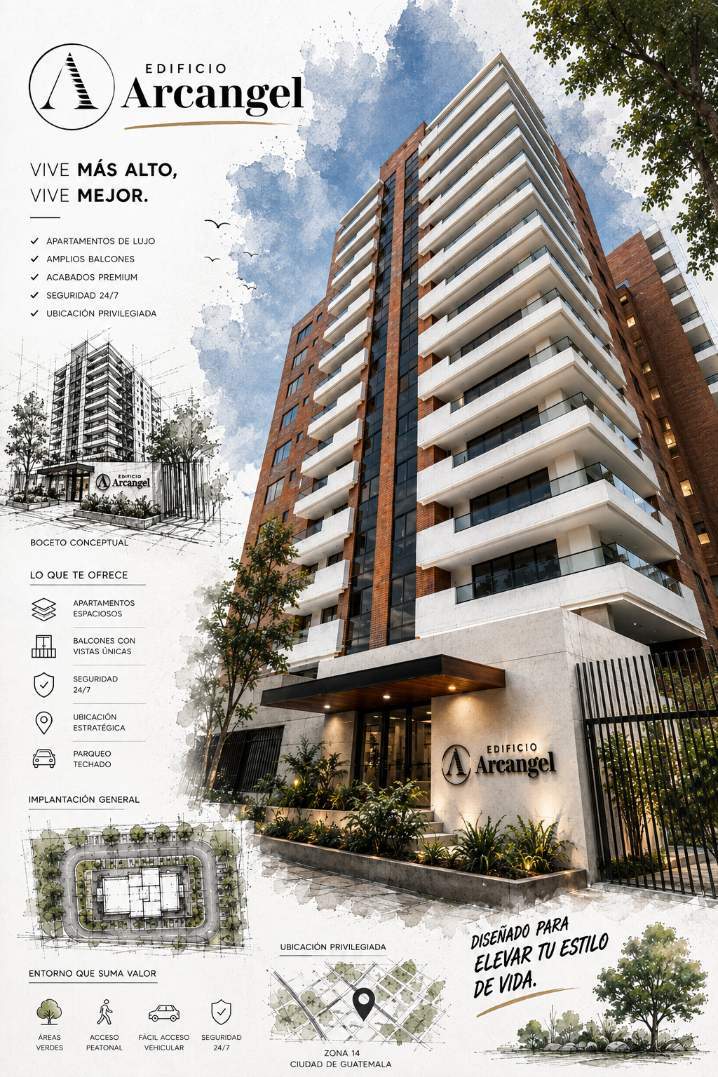 Lámina arquitectónica vertical del proyecto Arcángel
