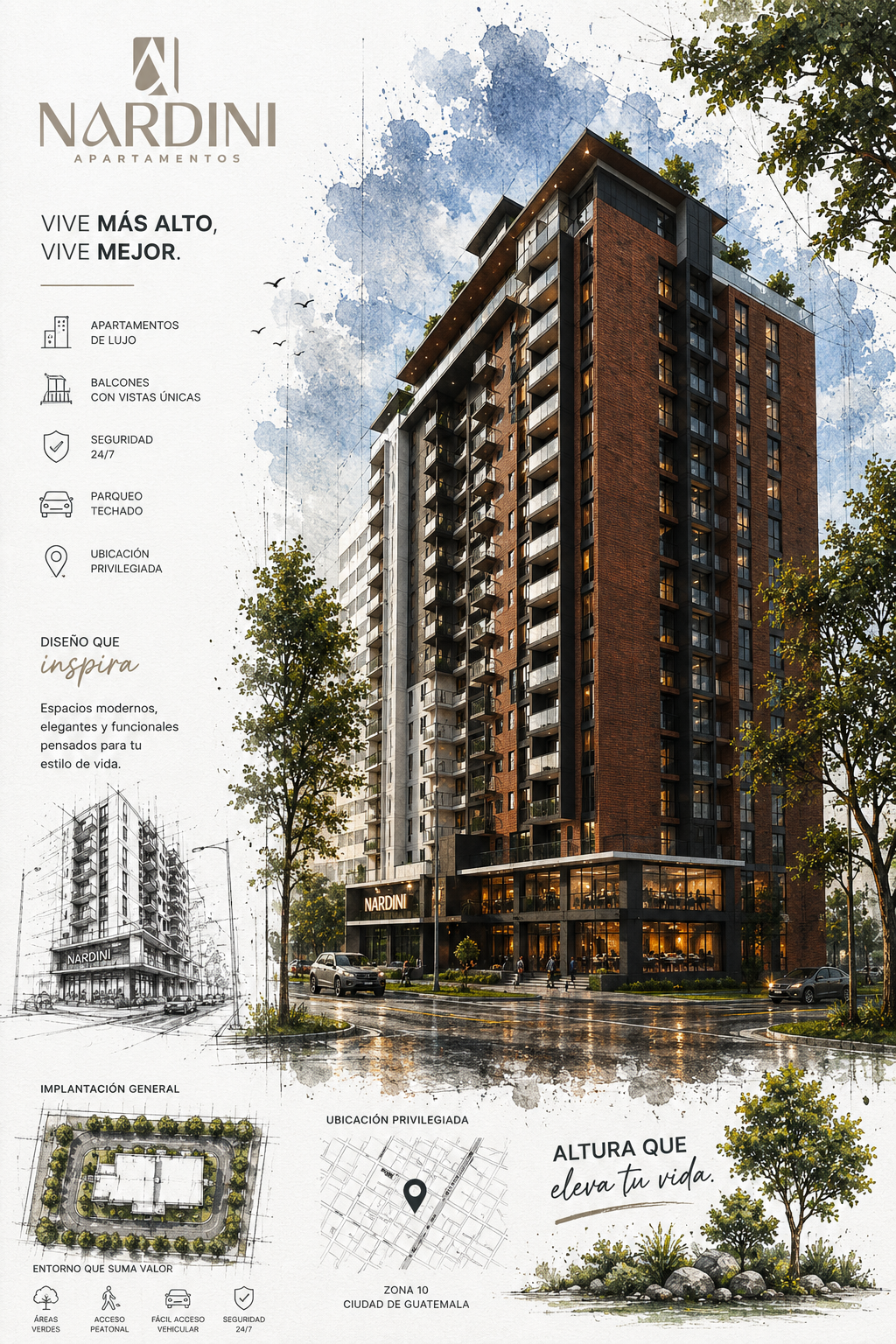 Lámina arquitectónica vertical del proyecto Nardini